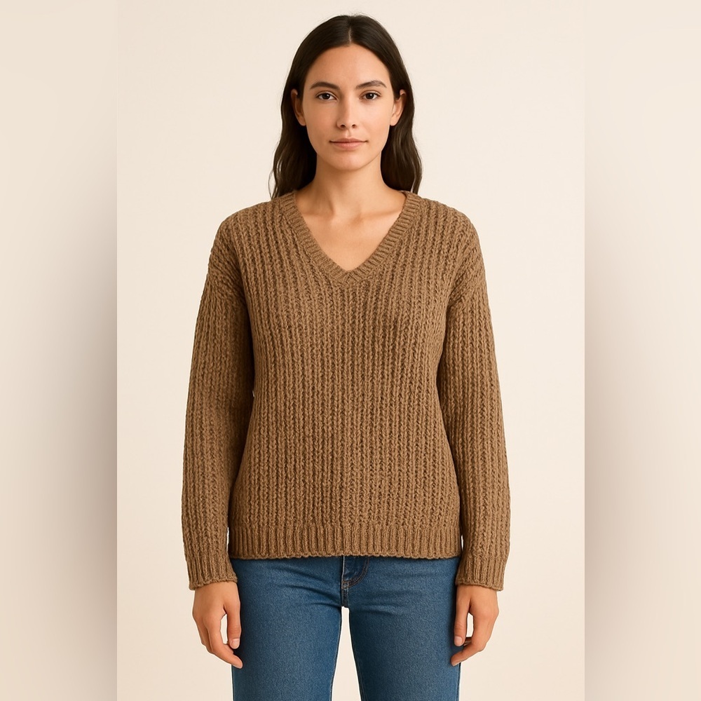 Vintage Y2K Together Tan Braided Knit Sweater Women’s Medium Fisherman Hippie